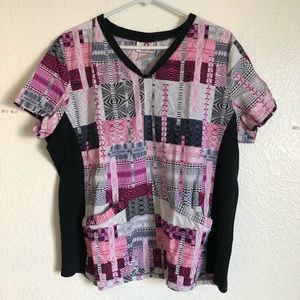 Scrub top- pink pattern